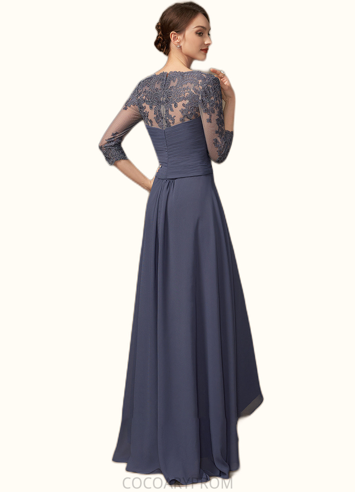 Jade A-Line Sweetheart Asymmetrical Chiffon Lace Mother of the Bride Dress With Beading Sequins DA8126P0014783