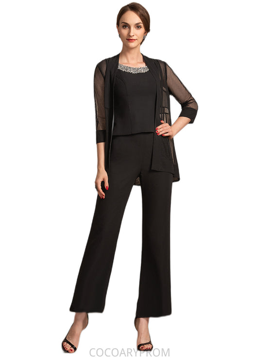 Samantha Jumpsuit/Pantsuit Scoop Neck Ankle-Length Chiffon Mother of the Bride Dress With Beading Sequins DA8126P0014932