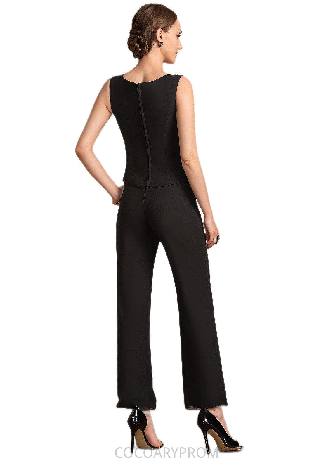 Samantha Jumpsuit/Pantsuit Scoop Neck Ankle-Length Chiffon Mother of the Bride Dress With Beading Sequins DA8126P0014932