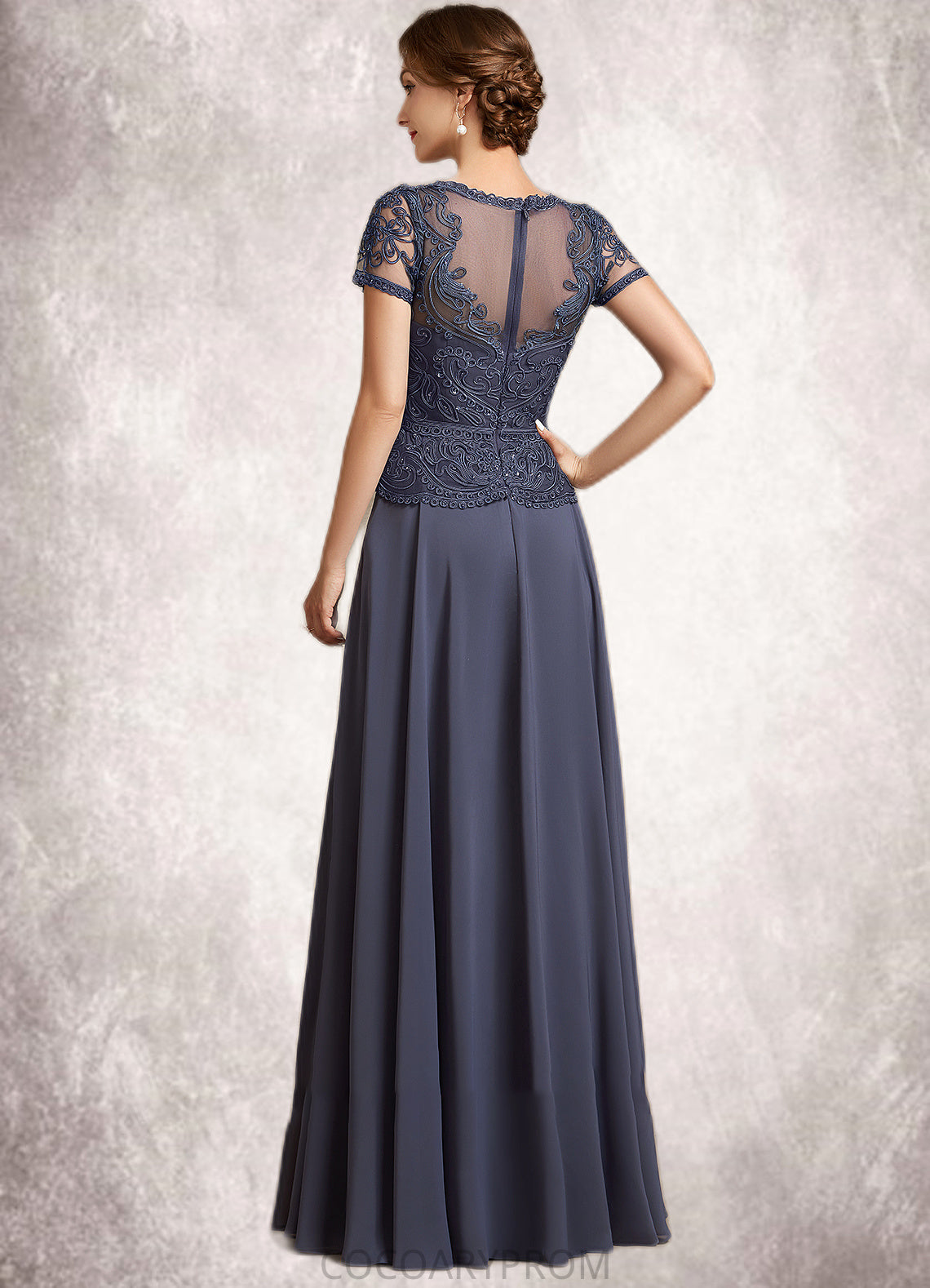 Pearl A-Line V-neck Floor-Length Chiffon Lace Mother of the Bride Dress With Sequins DA8126P0014964