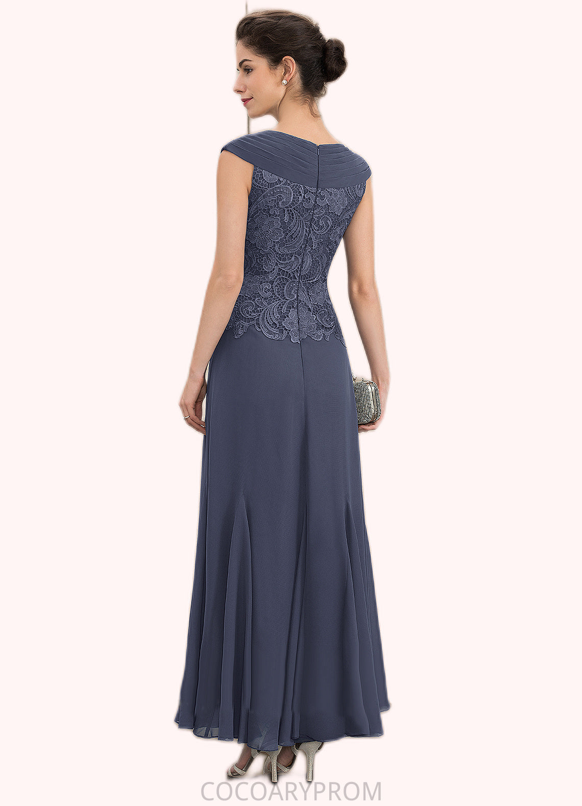 Elisabeth A-Line V-neck Ankle-Length Chiffon Lace Mother of the Bride Dress With Ruffle Beading DA8126P0014971