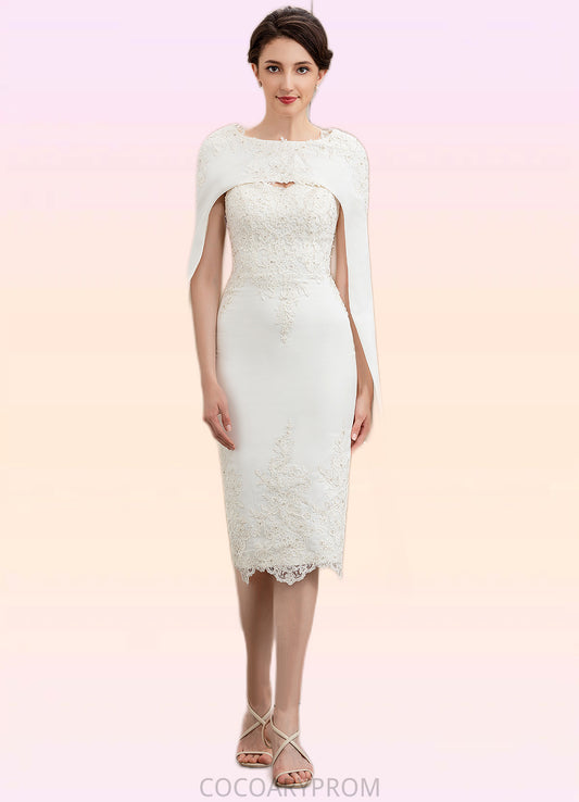 Nan Sheath/Column Sweetheart Knee-Length Lace Stretch Crepe Mother of the Bride Dress With Beading DA8126P0014973