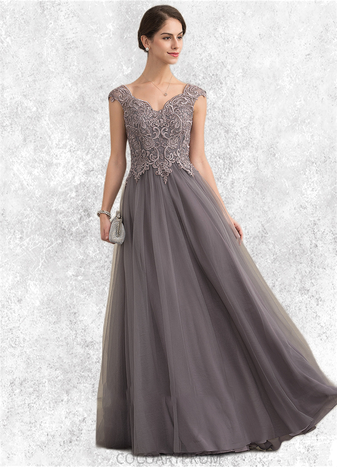 Jaycee A-Line/Princess V-neck Floor-Length Tulle Lace Mother of the Bride Dress With Sequins DA8126P0014985