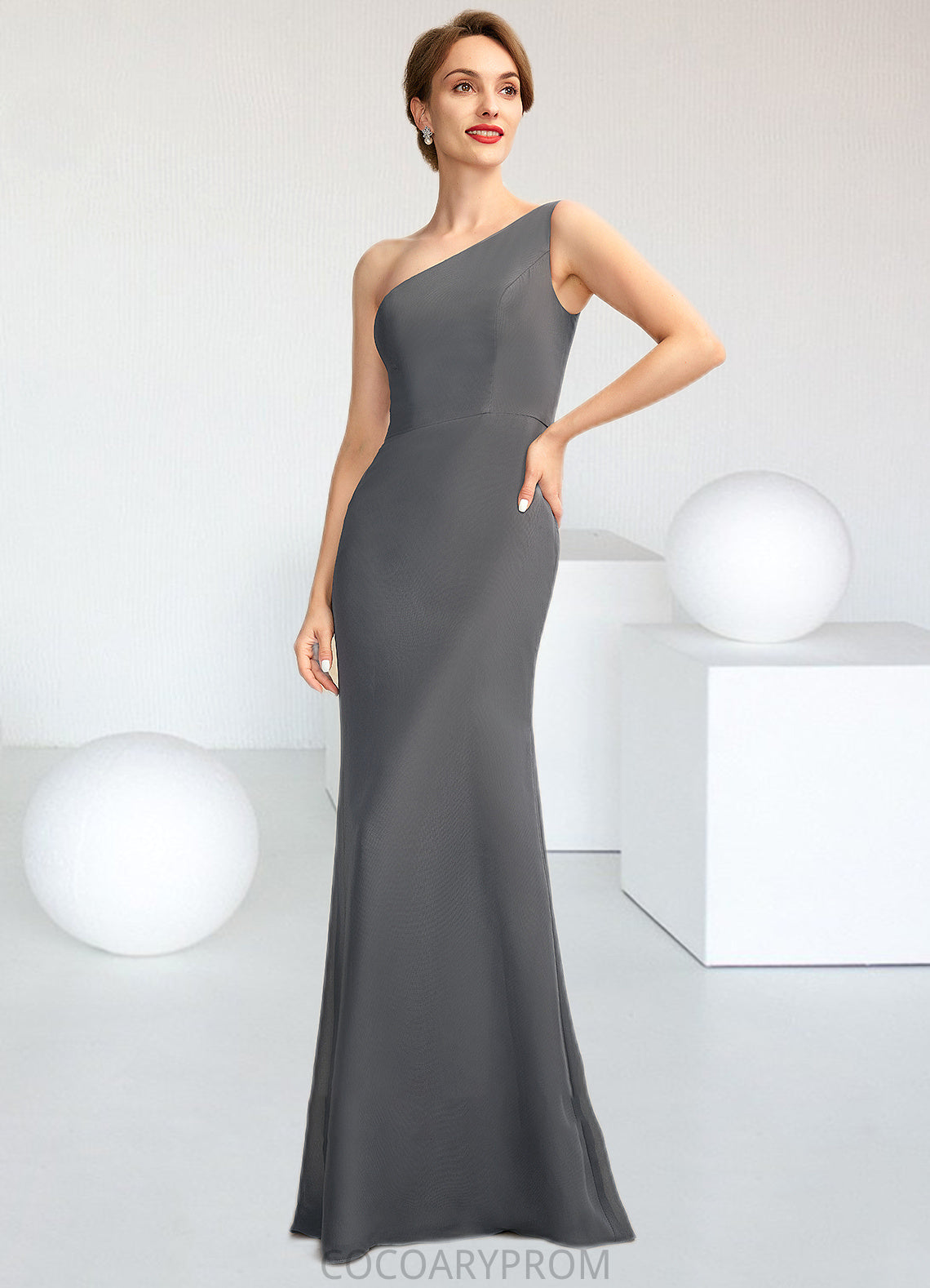 Val Sheath/Column One-Shoulder Floor-Length Chiffon Mother of the Bride Dress DA8126P0014995