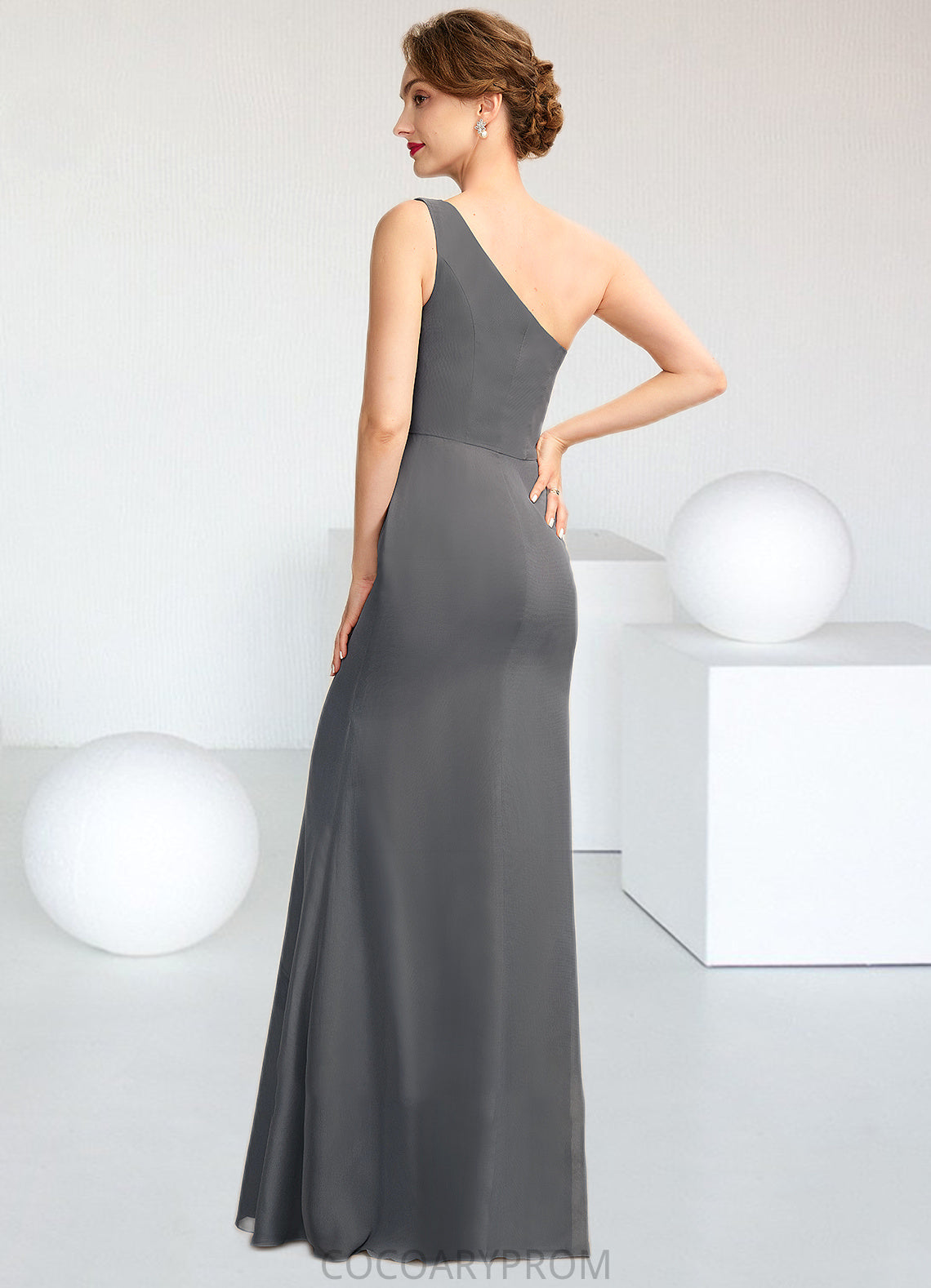 Val Sheath/Column One-Shoulder Floor-Length Chiffon Mother of the Bride Dress DA8126P0014995