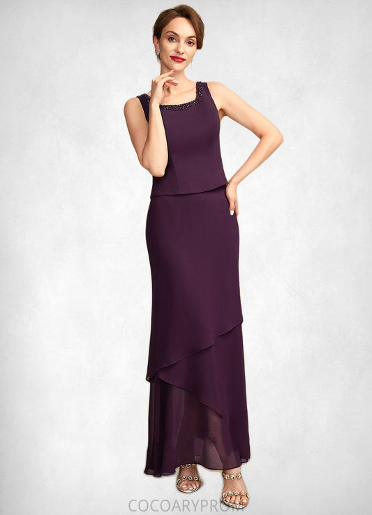 Dana Sheath/Column Scoop Neck Ankle-Length Chiffon Mother of the Bride Dress With Beading Sequins DA8126P0015024