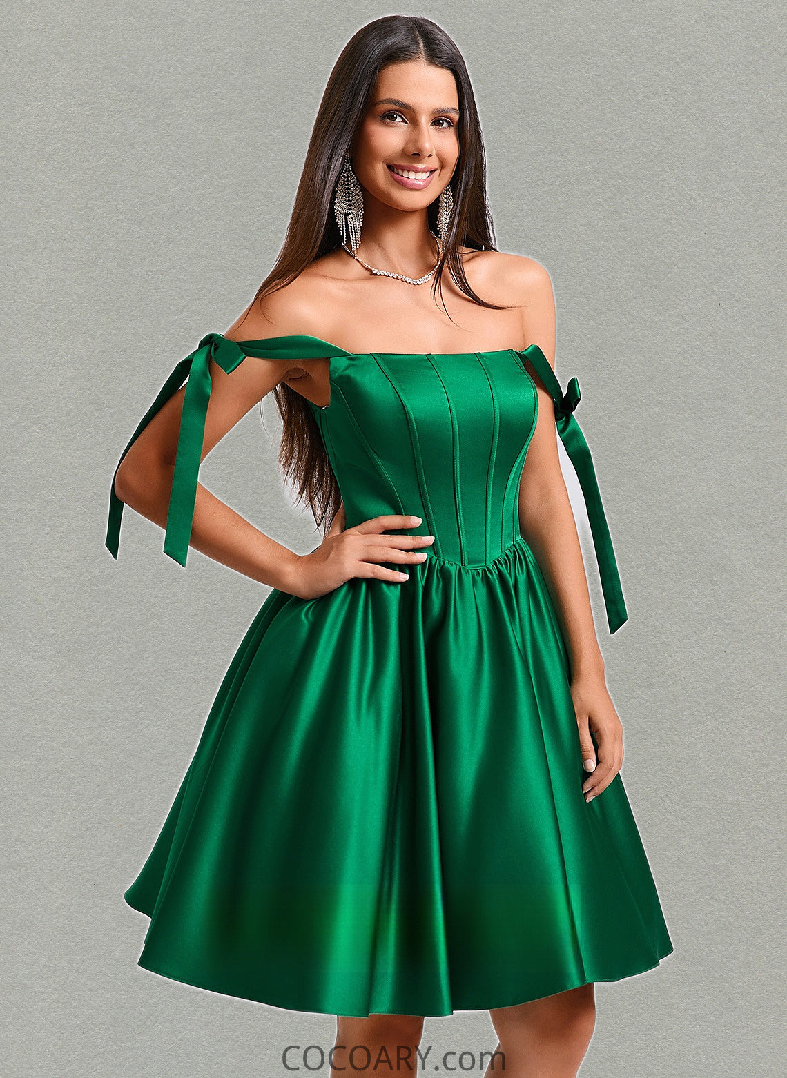 Kailey Ball-Gown/Princess Straight Short Satin Homecoming Dress With Bow DA8P0025645