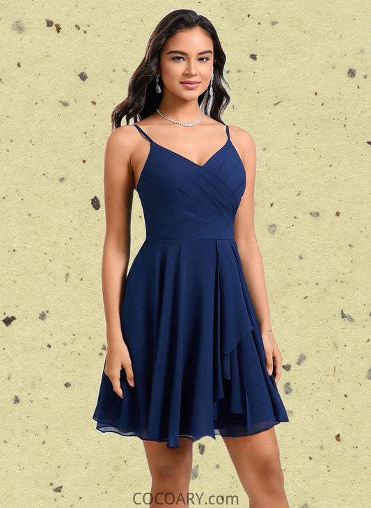 Destiney A-line V-Neck Short Chiffon Homecoming Dress DA8P0025641