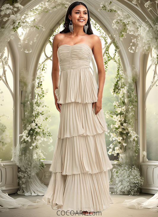 Miya A-line Sweetheart Floor-Length Chiffon Bridesmaid Dress DA8P0025762