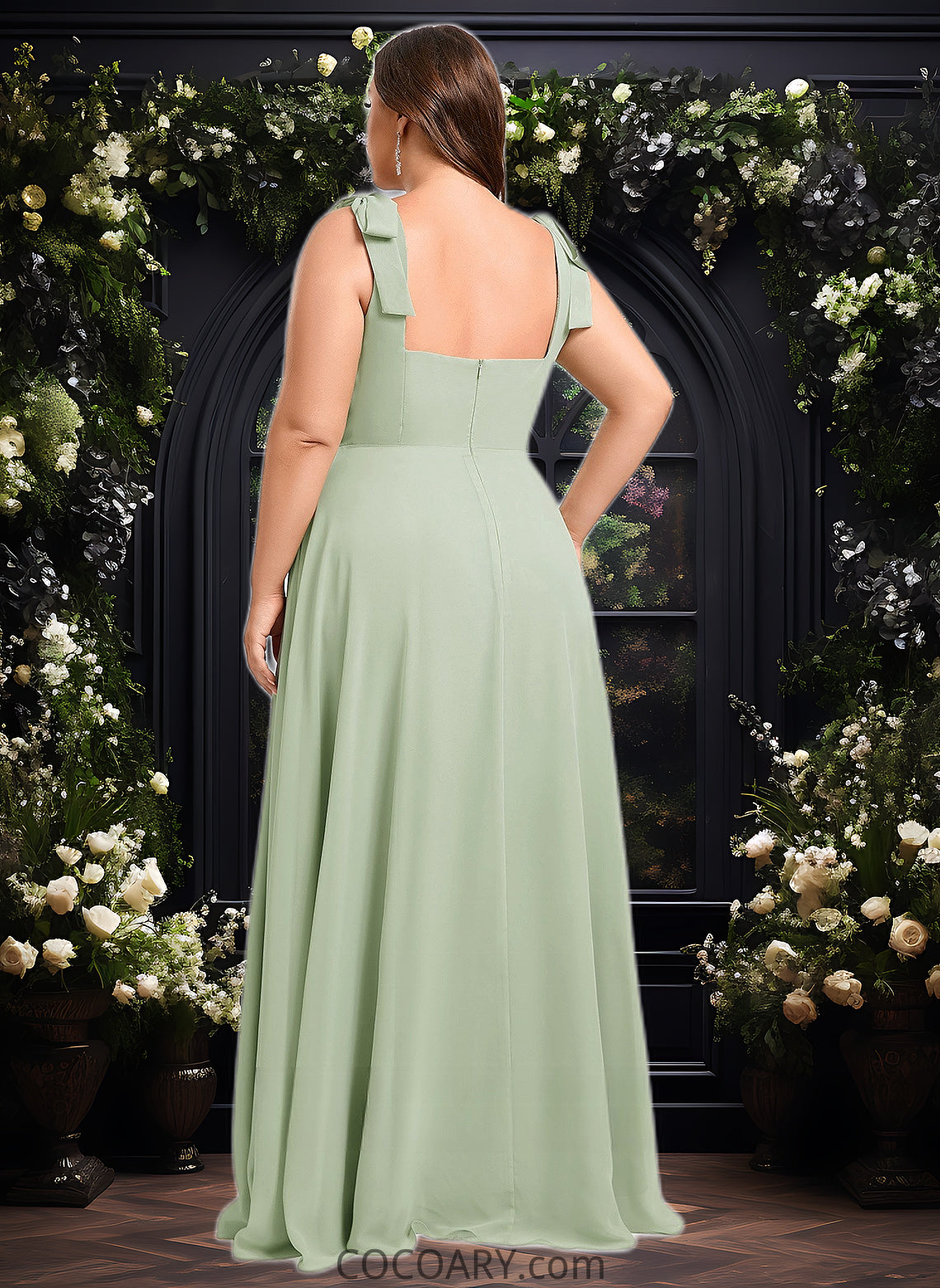 Winnie A-line Square Floor-Length Chiffon Prom Dresses With Bow DA8P0025876