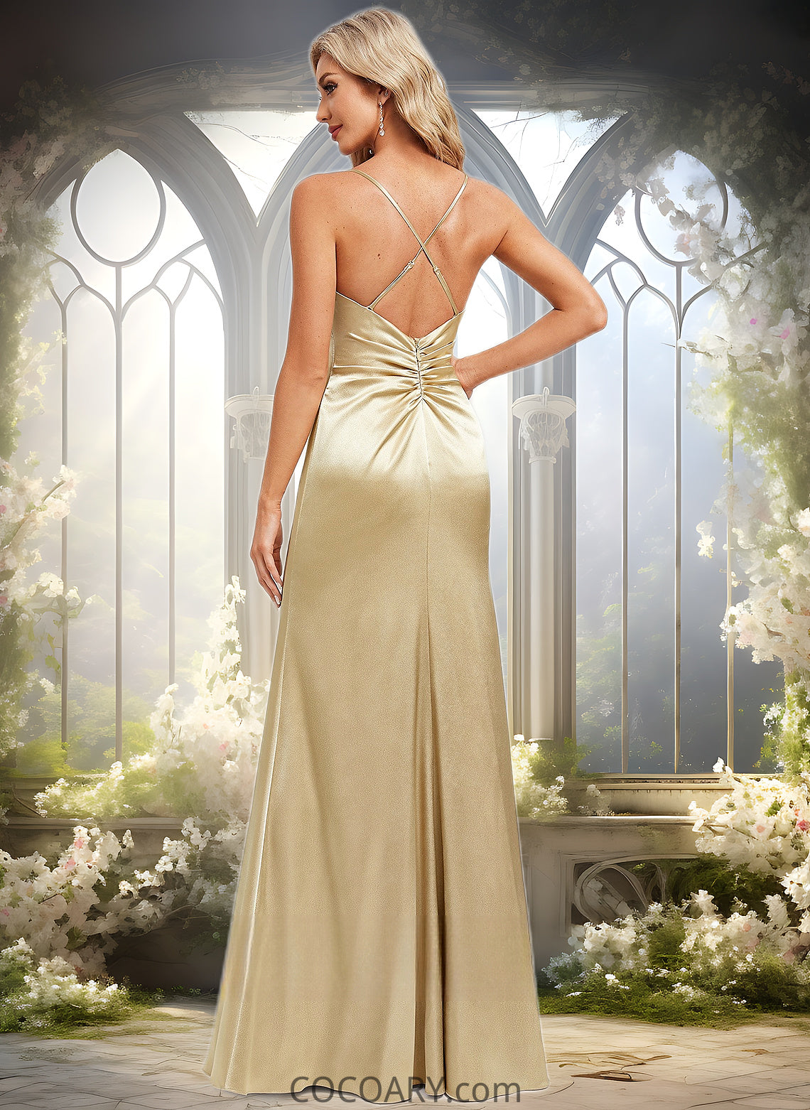 Annabella Trumpet/Mermaid Cowl Floor-Length Stretch Satin Bridesmaid Dress DA8P0025792