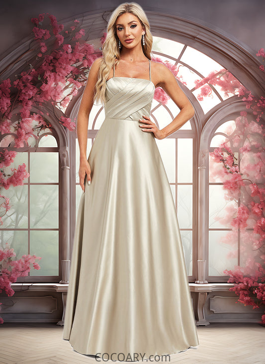 Amelie A-line Square Floor-Length Satin Bridesmaid Dress DA8P0025789