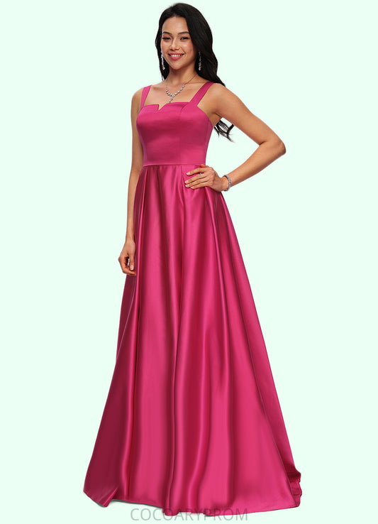 Brooke Ball-Gown/Princess V-Neck Sweep Train Satin Prom Dresses DA8P0022215