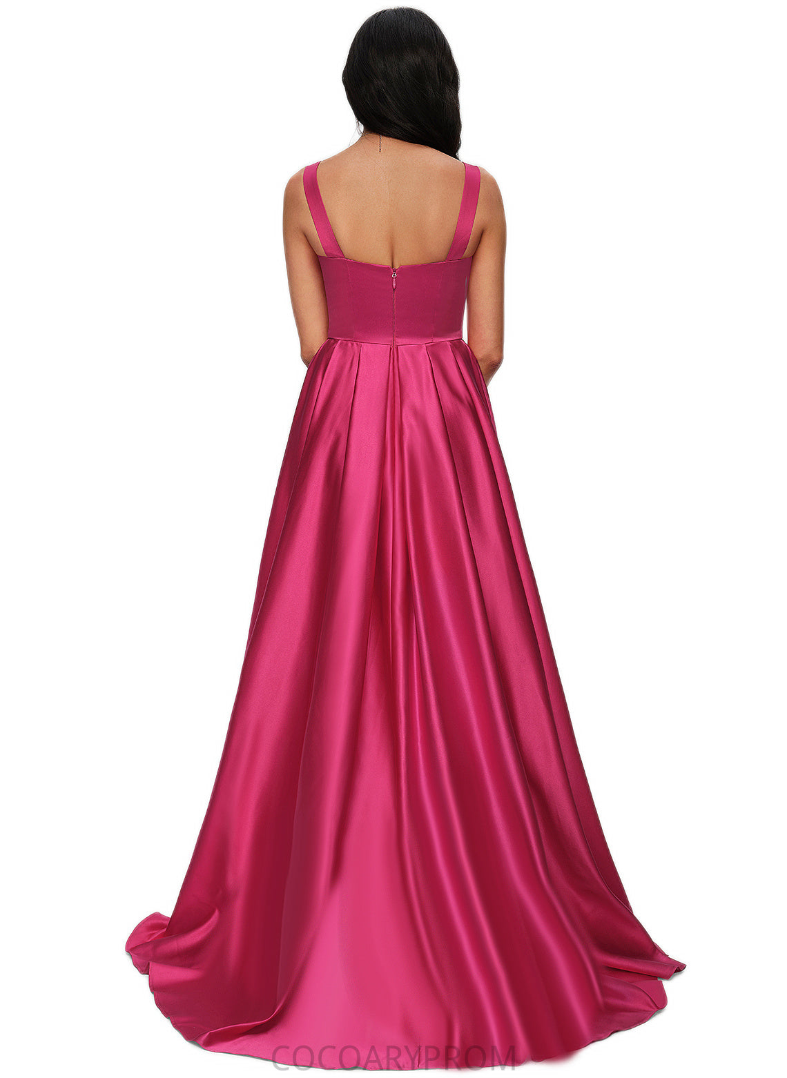 Anastasia Ball-Gown/Princess V-Neck Sweep Train Satin Prom Dresses DA8P0022215