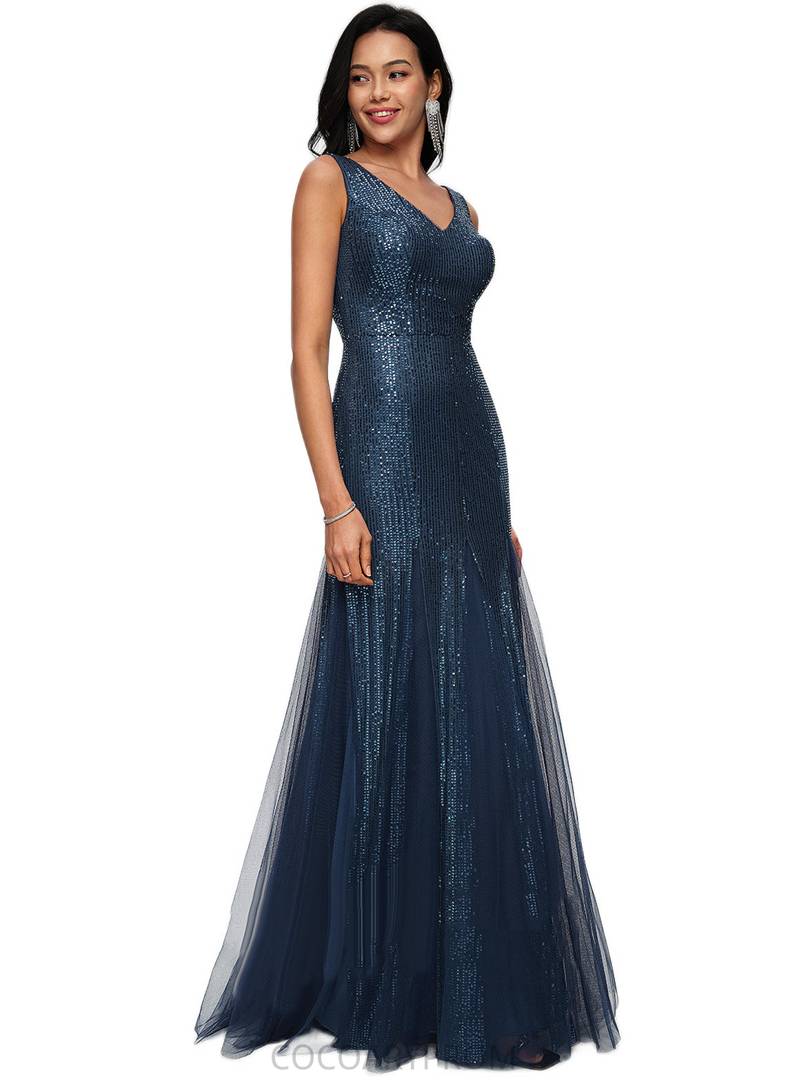 Winifred Sheath/Column V-Neck Floor-Length Sequin Prom Dresses DA8P0022218