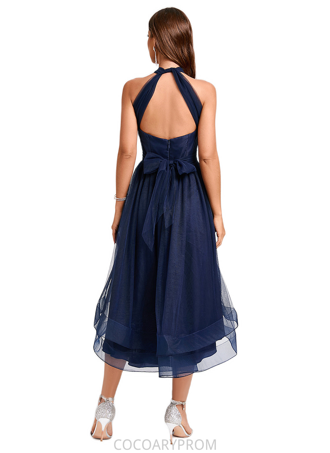 Annabella A-line Halter One Shoulder V-Neck Asymmetrical Tulle Cocktail Dress DA8P0022254