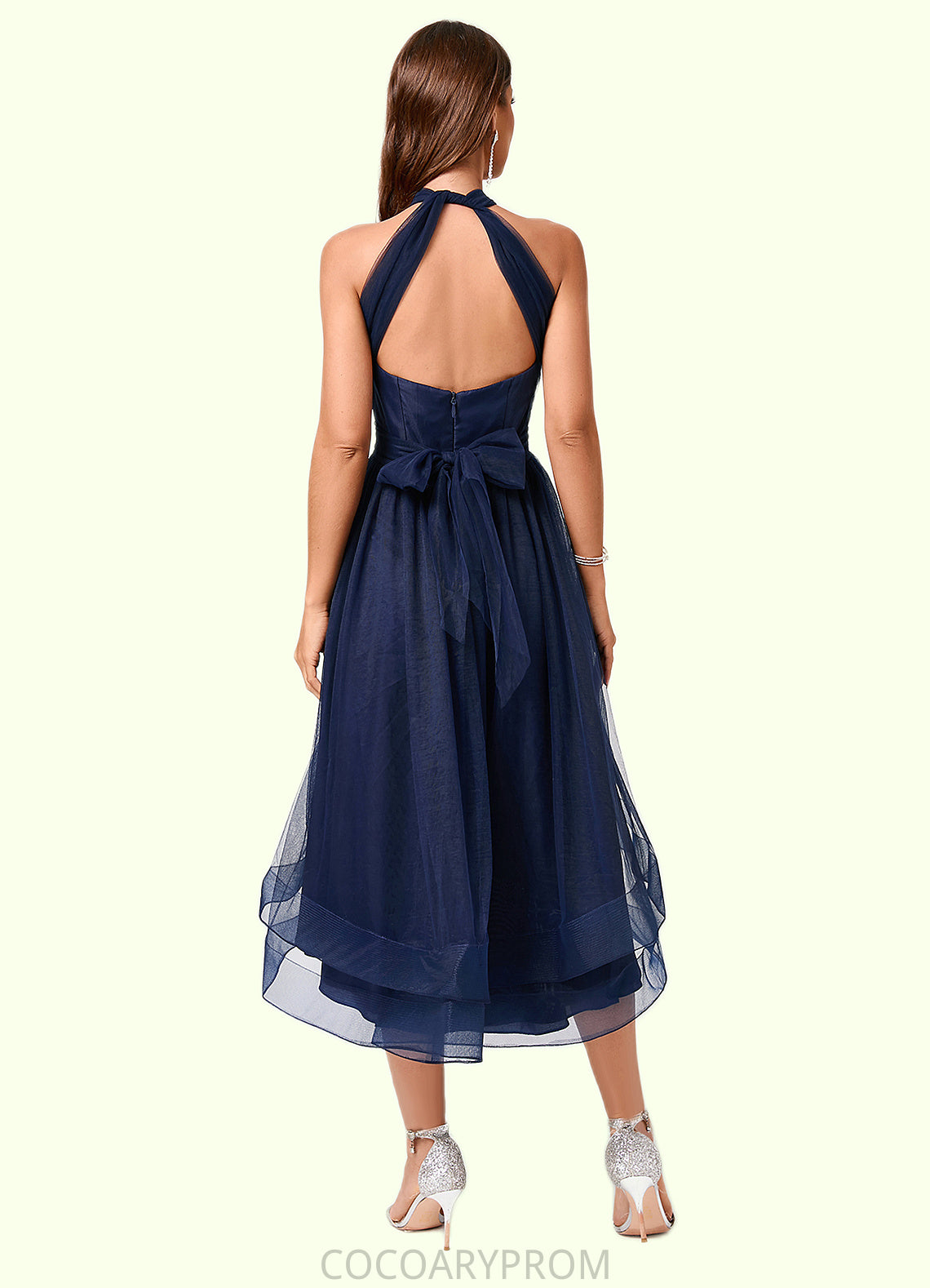 Ireland A-line Halter One Shoulder V-Neck Asymmetrical Tulle Cocktail Dress DA8P0022254