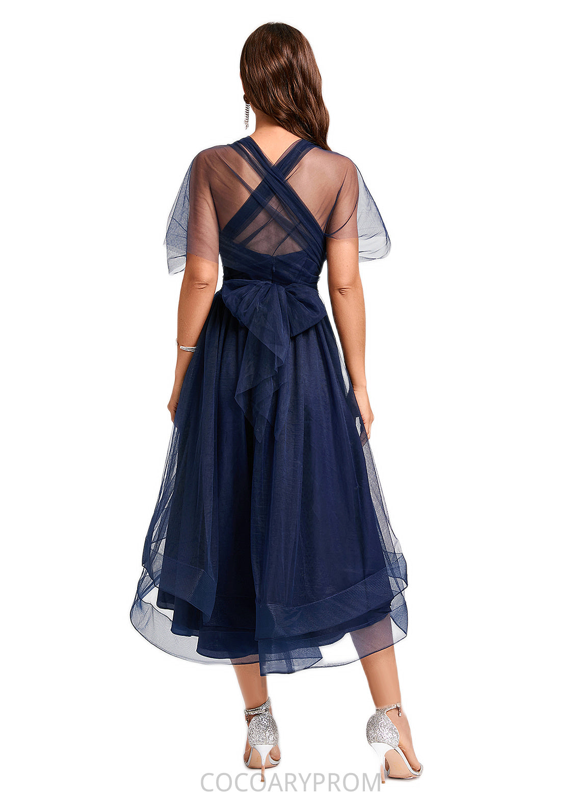 Annabella A-line Halter One Shoulder V-Neck Asymmetrical Tulle Cocktail Dress DA8P0022254