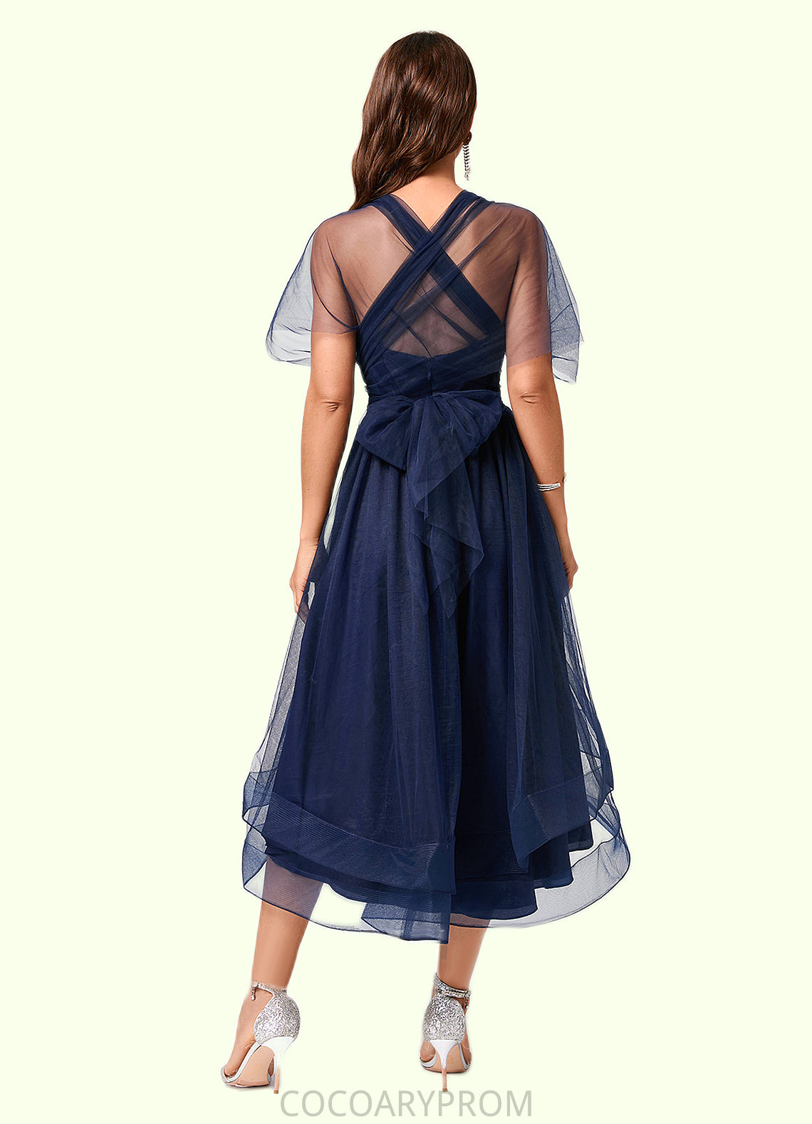 Ireland A-line Halter One Shoulder V-Neck Asymmetrical Tulle Cocktail Dress DA8P0022254