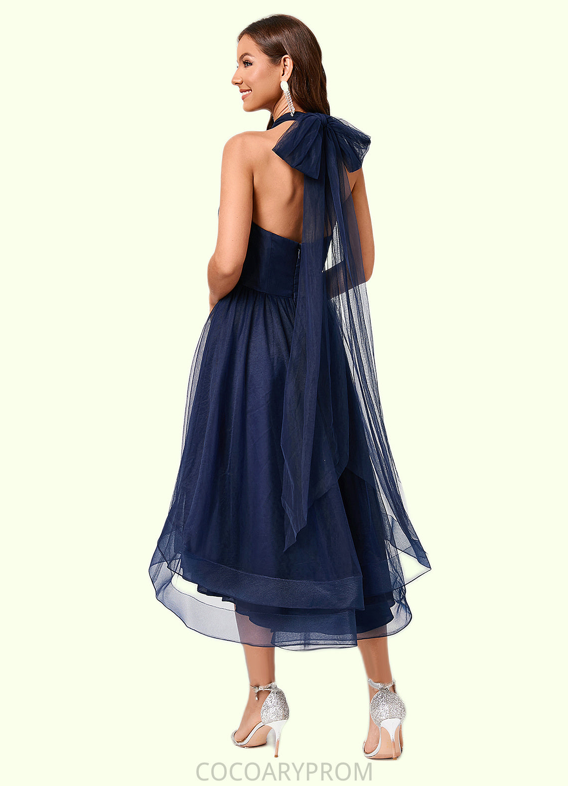 Ireland A-line Halter One Shoulder V-Neck Asymmetrical Tulle Cocktail Dress DA8P0022254