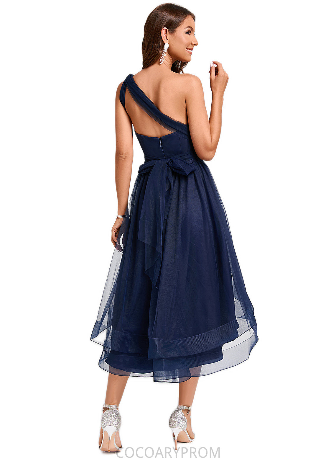 Annabella A-line Halter One Shoulder V-Neck Asymmetrical Tulle Cocktail Dress DA8P0022254