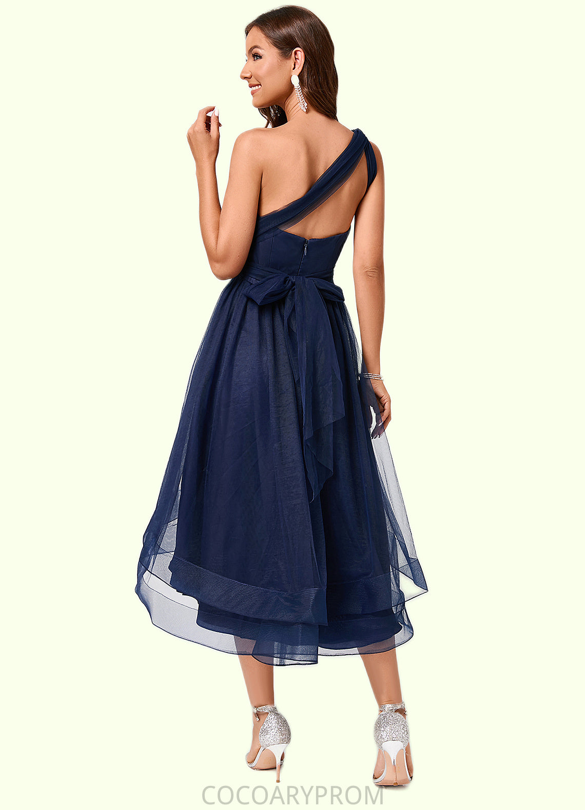 Ireland A-line Halter One Shoulder V-Neck Asymmetrical Tulle Cocktail Dress DA8P0022254