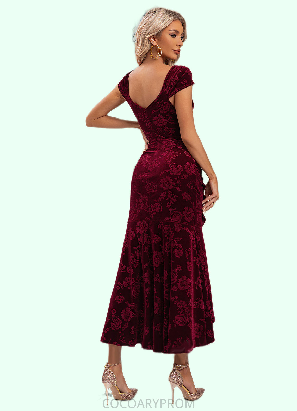 Gill Flower Sweetheart Elegant Trumpet/Mermaid Velvet Asymmetrical Dresses DA8P0022284