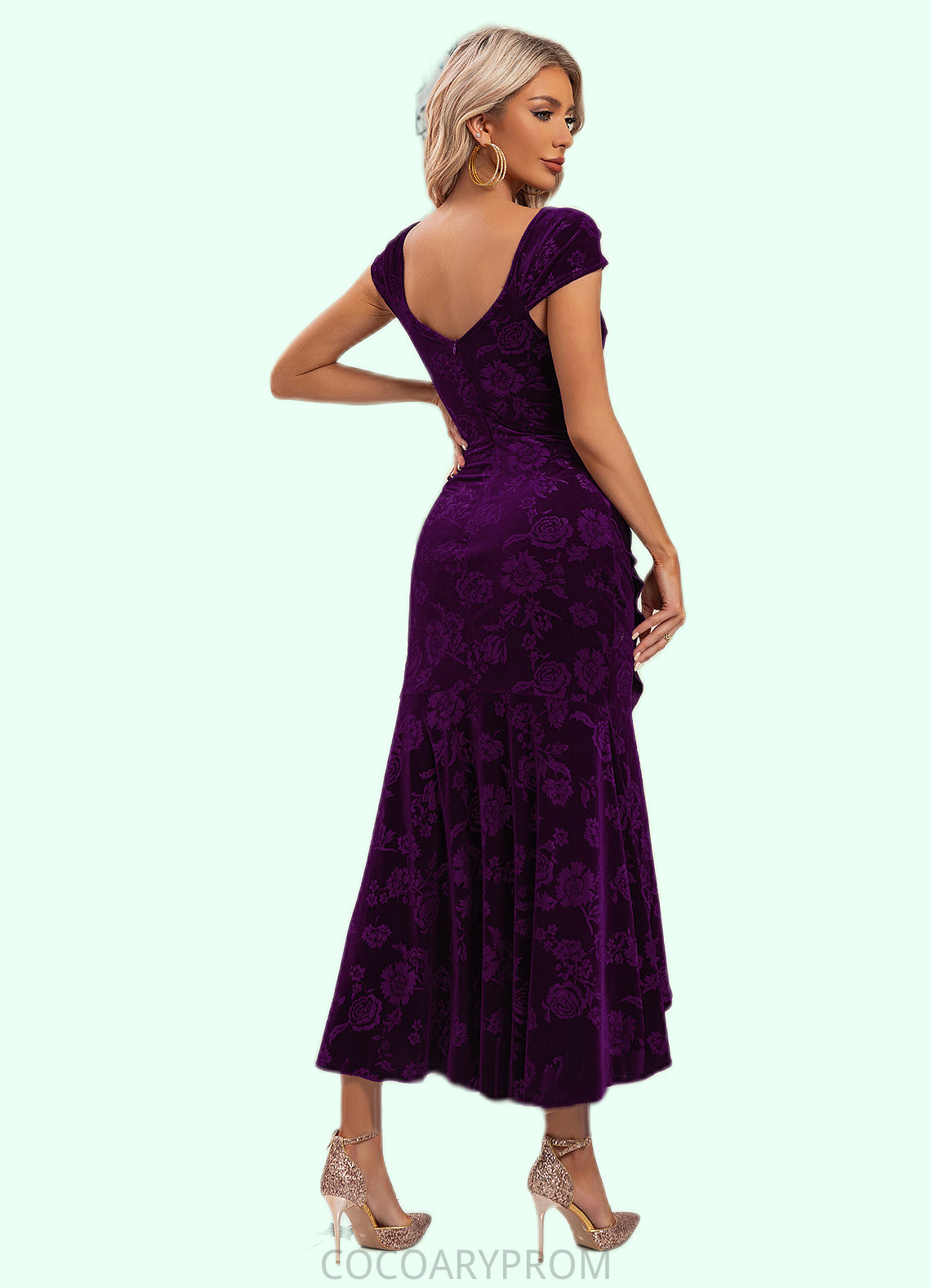 Gill Flower Sweetheart Elegant Trumpet/Mermaid Velvet Asymmetrical Dresses DA8P0022284