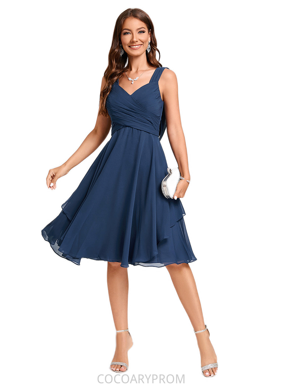 Vivienne A-line V-Neck Knee-Length Chiffon Cocktail Dress DA8P0022303