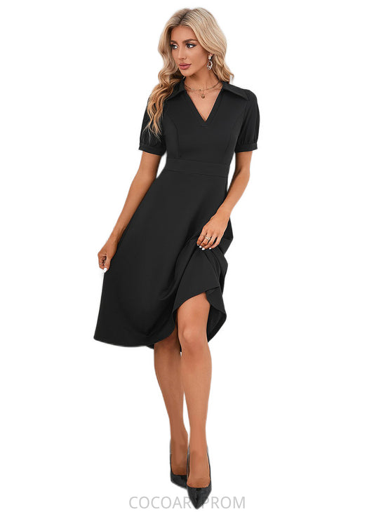 Ana V-Neck Elegant A-line Cotton Blends Midi Dresses DA8P0022412