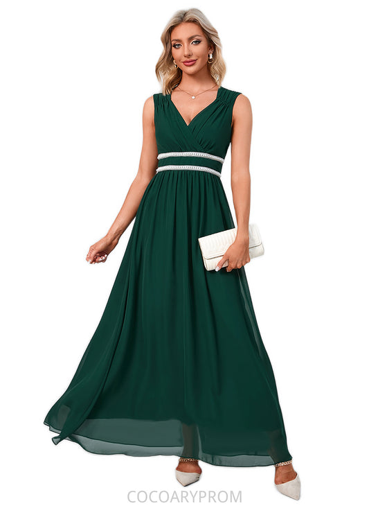 Sherlyn Beading Ruffle V-Neck Elegant A-line Chiffon Maxi Dresses DA8P0022431