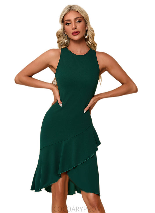 Anne Ruffle Scoop Elegant Trumpet/Mermaid Polyester Asymmetrical Dresses DA8P0022448