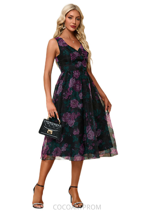 Rayne Floral Print Sweetheart Elegant A-line Organza Midi Dresses DA8P0022454