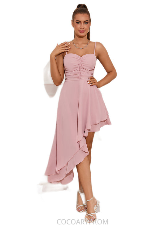 Mandy Ruffle Sweetheart Elegant A-line Polyester Asymmetrical Dresses DA8P0022477