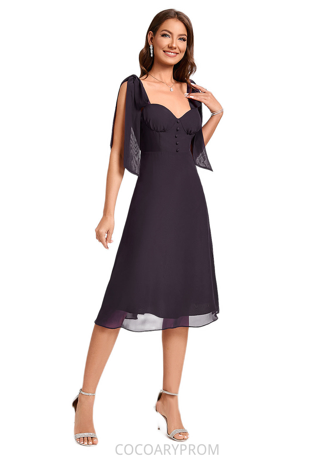 Emily A-line Sweetheart Knee-Length Chiffon Cocktail Dress DA8P0022500