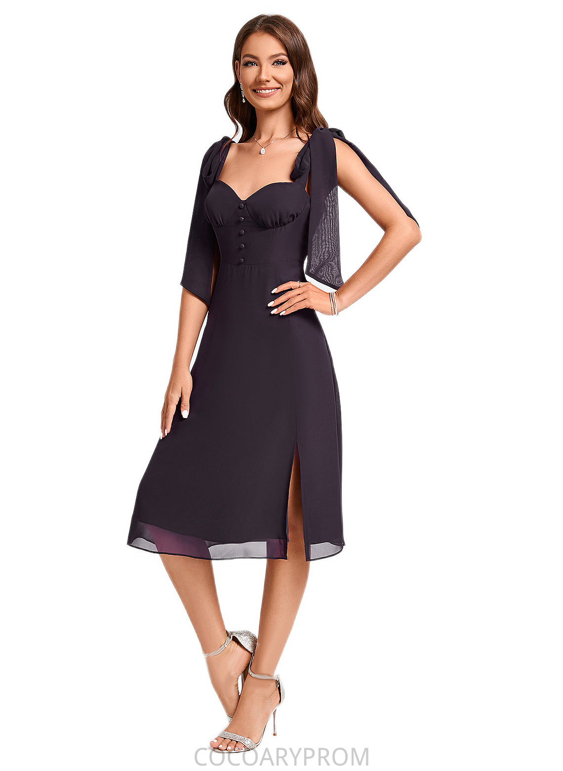 Emily A-line Sweetheart Knee-Length Chiffon Cocktail Dress DA8P0022500