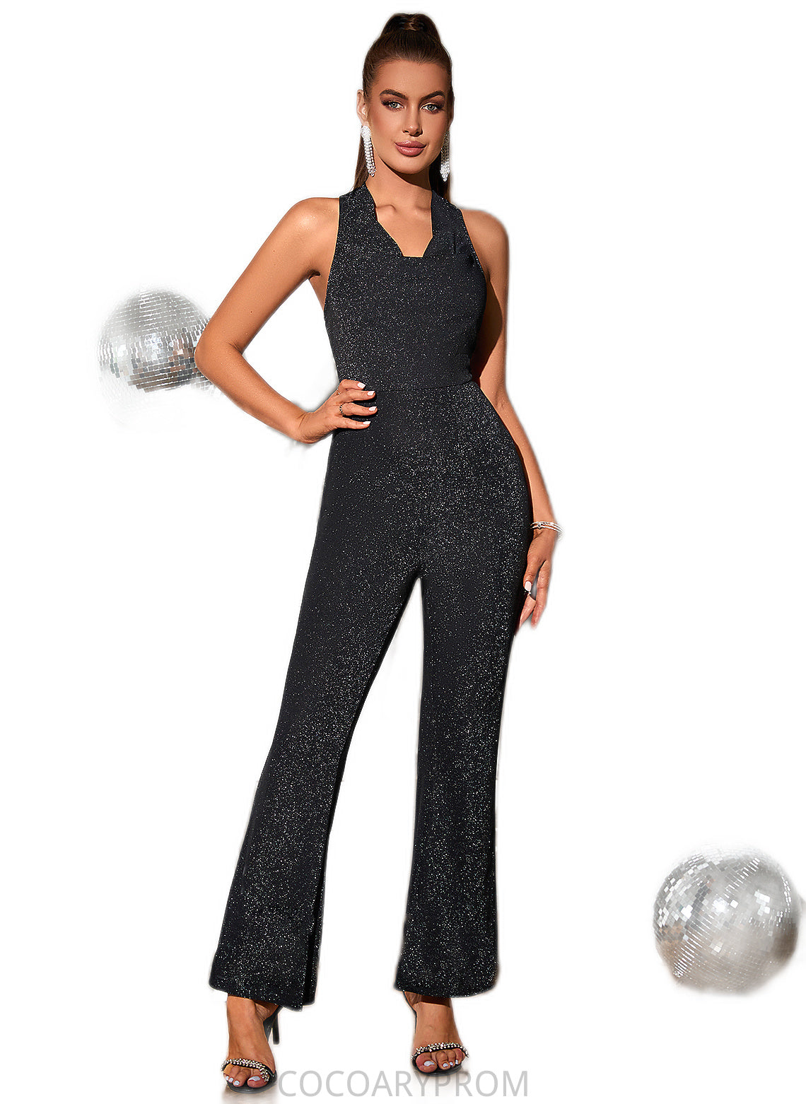 Aileen Sequins Cowl Elegant Jumpsuit/Pantsuit Cotton Blends Maxi Dresses DA8P0022522