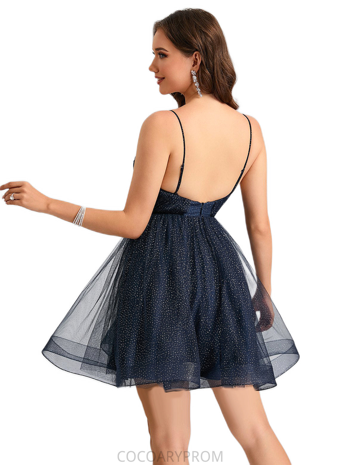 Precious Pleated V-Neck A-line Tulle Dresses DA8P0022548