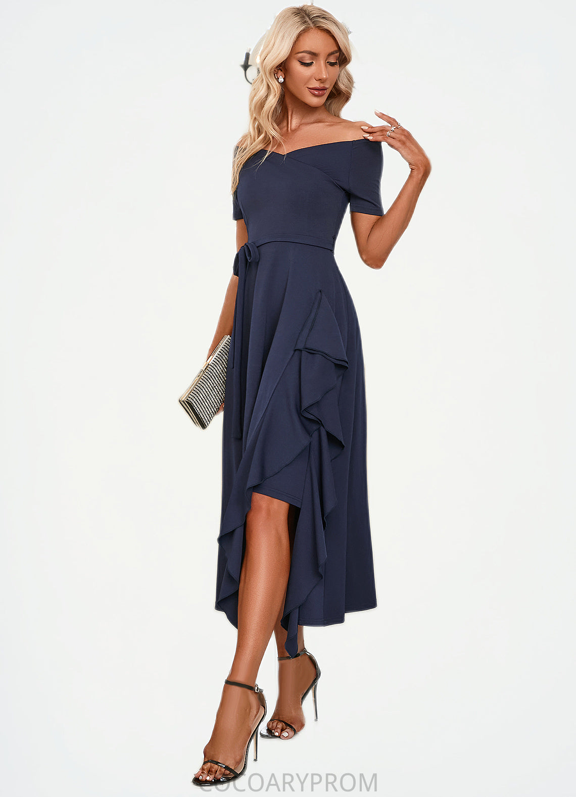 Elsie V-Neck Elegant A-line Cotton Blends Midi Dresses DA8P0022561