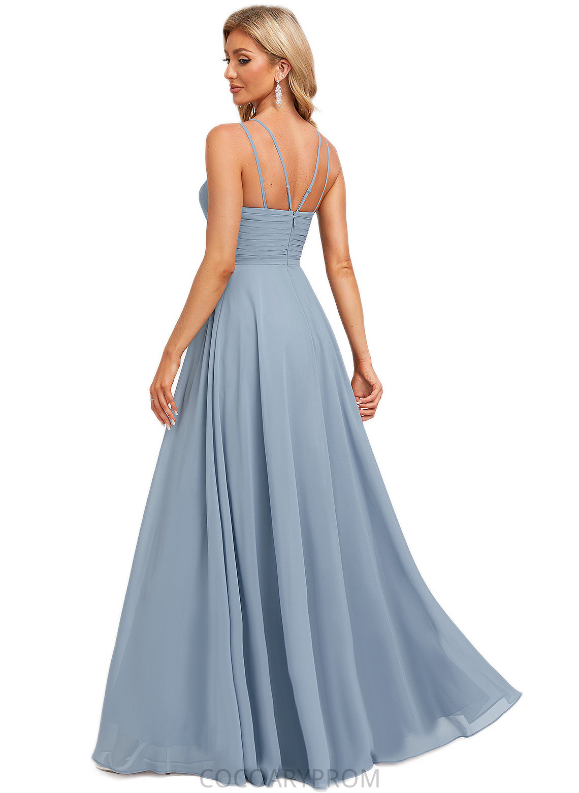 Stephany A-line Halter Floor-Length Chiffon Bridesmaid Dress DA8P0022575