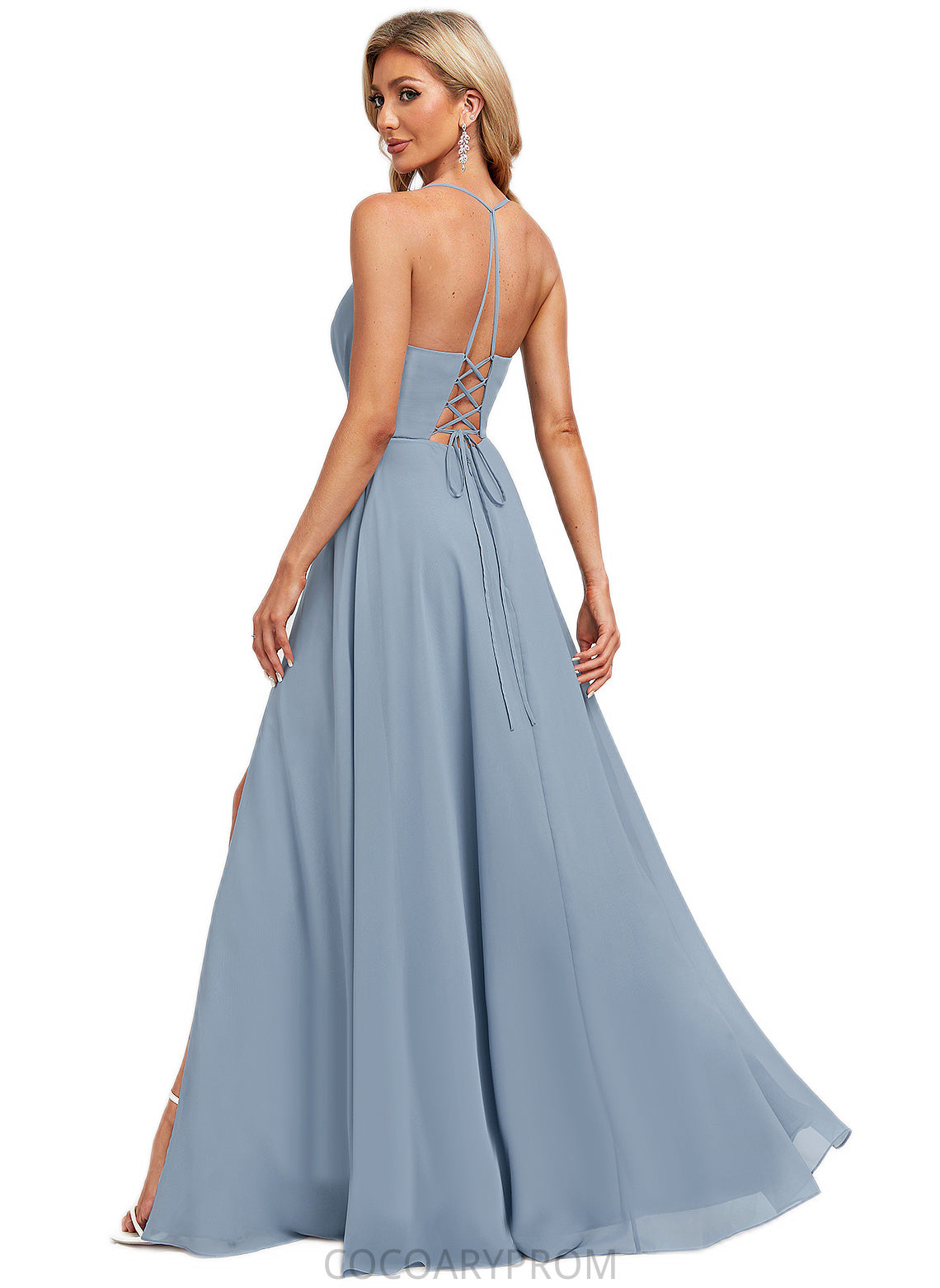 Yazmin A-line V-Neck Floor-Length Chiffon Bridesmaid Dress DA8P0022577