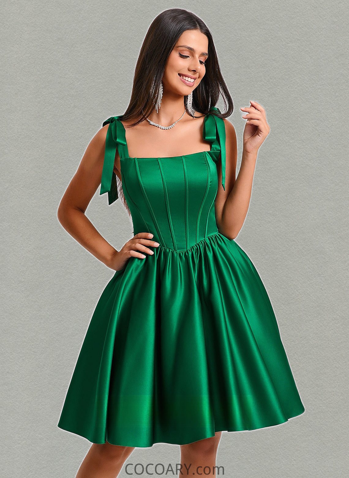 Kailey Ball-Gown/Princess Straight Short Satin Homecoming Dress With Bow DA8P0025645