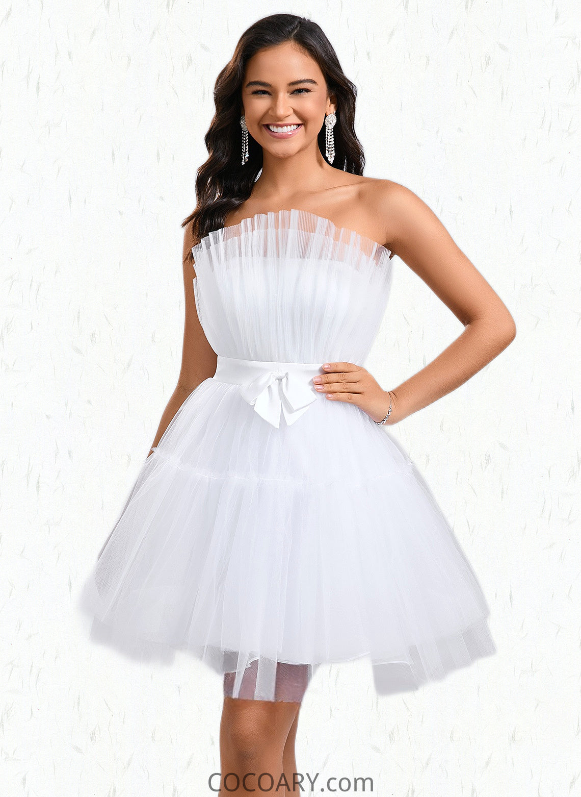 Shaylee Ball-Gown/Princess Asymmetrical Short Tulle Homecoming Dress With Bow DA8P0025709