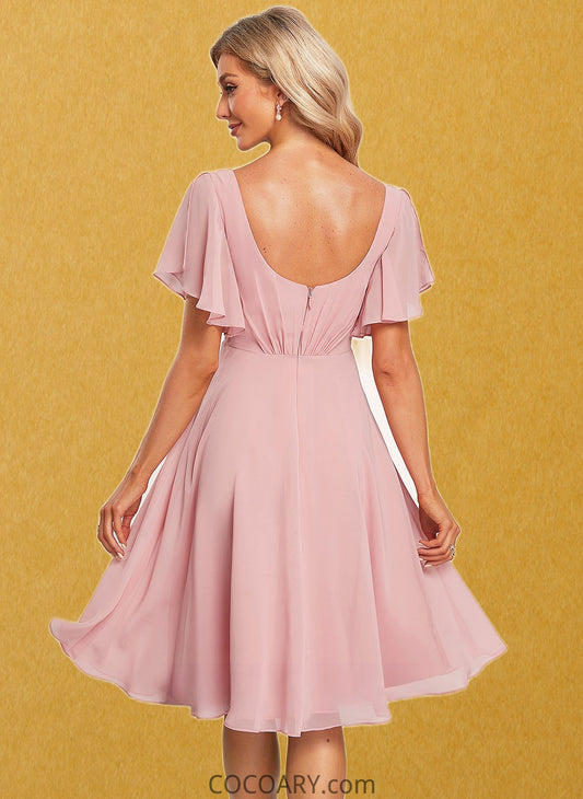 LuLu A-line V-Neck Knee-Length Chiffon Homecoming Dress DA8P0025702