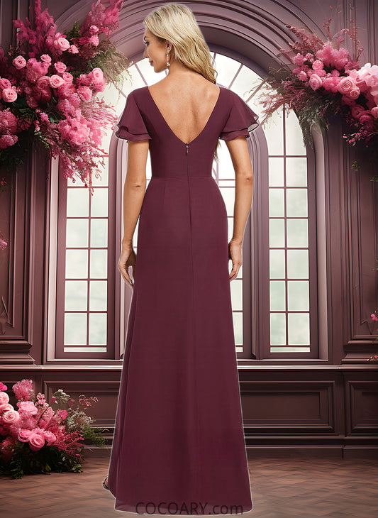 Kiara A-line Boat Neck Floor-Length Chiffon Bridesmaid Dress With Ruffle DA8P0025827