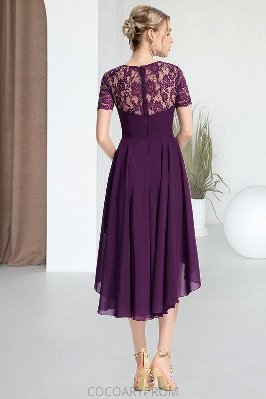 Jade A-line Scoop Asymmetrical Chiffon Lace Homecoming Dress DA8P0020587