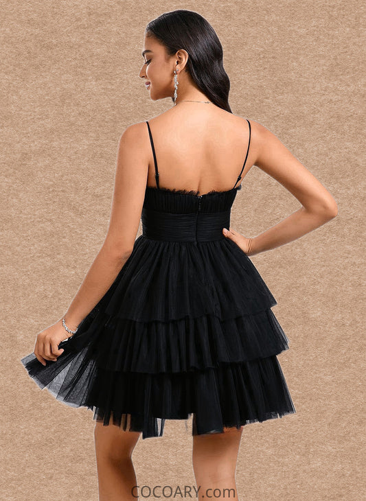 Victoria Ball-Gown/Princess Scoop Short Tulle Homecoming Dress With Pleated Ruffle DA8P0025648