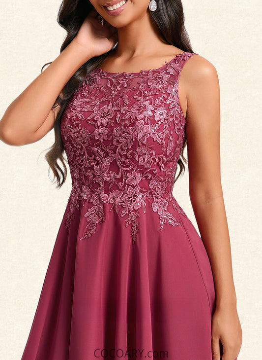 Judy A-line Scoop Short Chiffon Homecoming Dress With Sequins Appliques Lace DA8P0025681