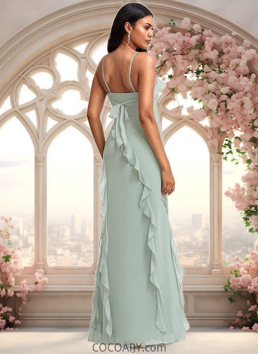 Taniyah A-line Square Floor-Length Chiffon Bridesmaid Dress With Ruffle DA8P0025735