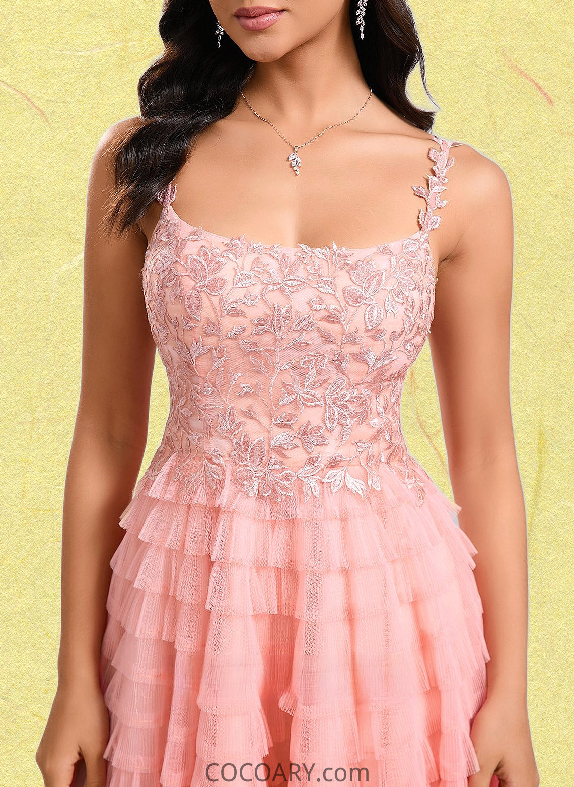 Frederica Ball-Gown/Princess Scoop Short Tulle Lace Homecoming Dress With Ruffle DA8P0025676